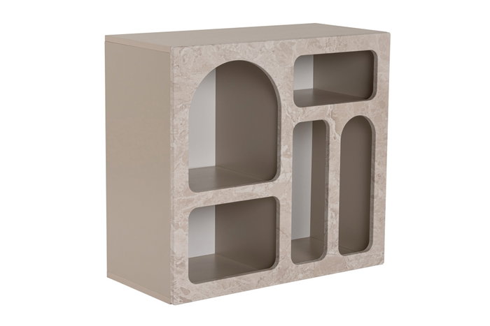 Hanah Home - Consola Travertine, 80x74x37 cm, Color Travertino y Arenisca, Material Melamina, Diseño Moderno de Mármol